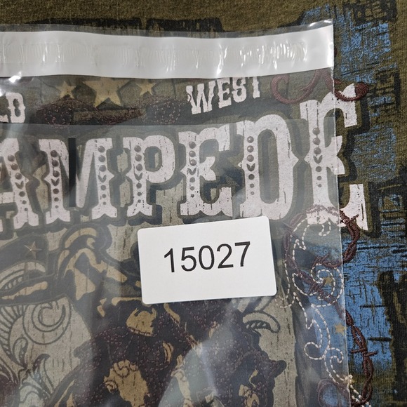 Panhandle Tee‎ Top Women Medium Embroidered Stretch Wild West Stampede - Picture 9 of 9